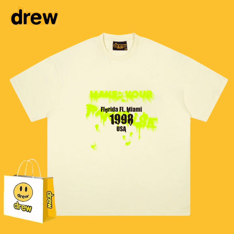Drew T-shirts Smiley Face Short-Sleeved T-shirt Men's Short-Sleeved T-shirt