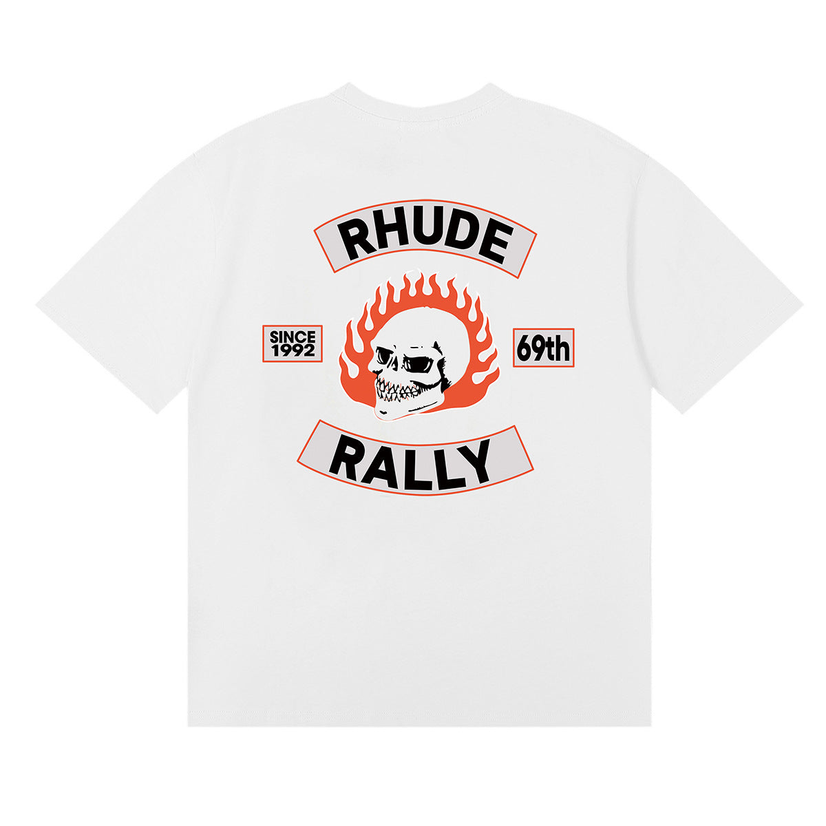 Rhude T-shirt Micro Label Letter Skull Print Short Sleeve T-shirt