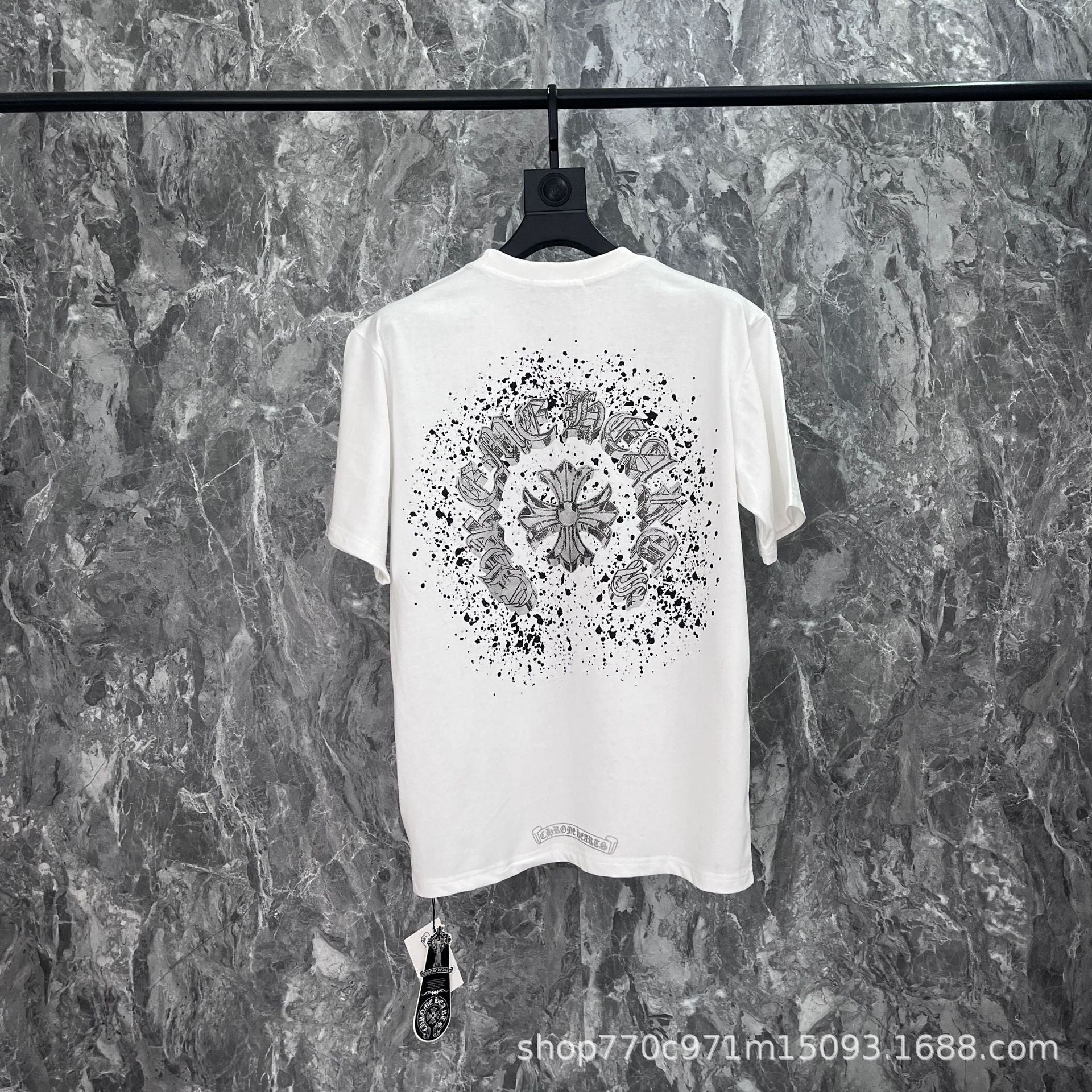 Chrome Heart T Shirts Cross Print Short Sleeve T-Shirt Loose