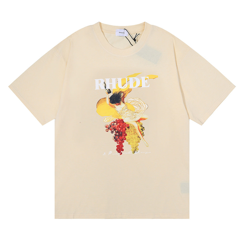 Rhude T-shirt Micro Label Alphabet Art Abstract Short Sleeve T-shirt