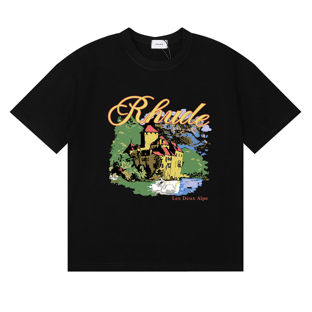 Rhude T-shirt Ski Theme Letter Print Short Sleeve T-shirt