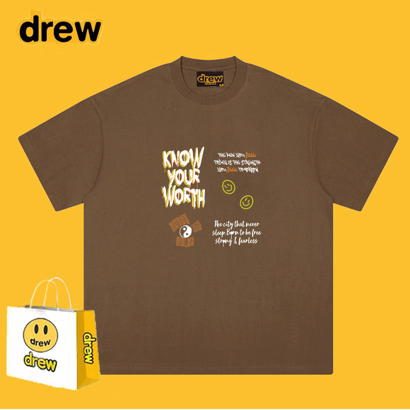 Drew T-shirts T-shirt Short Sleeve Loose round Neck Short Sleeve