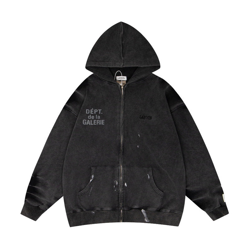 Gallery Dept Hoodie Loose Casual Cardigan Distressed Hoodie