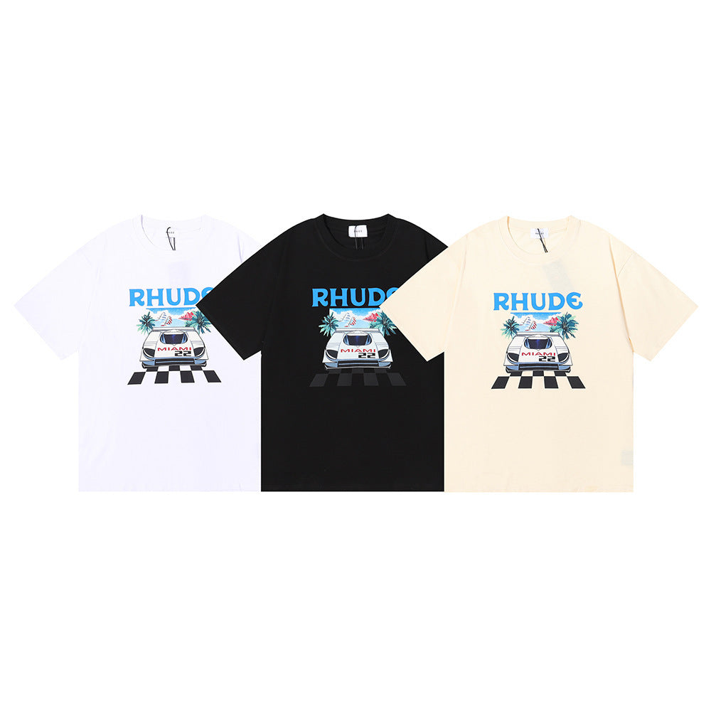 Rhude T-shirt F1 Racing Letter Logo Pattern Short Sleeve T-shirt