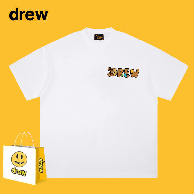 Drew T-shirts Short Sleeve Letter Cotton T-shirt Loose