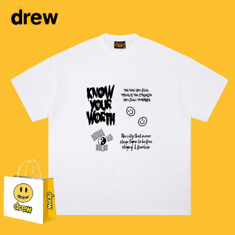 Drew T-shirts T-shirt Short Sleeve Loose round Neck Short Sleeve