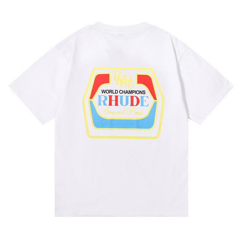 Rhude T-shirt Micro Label Wheat Ear Letter Print Short Sleeve T-shirt