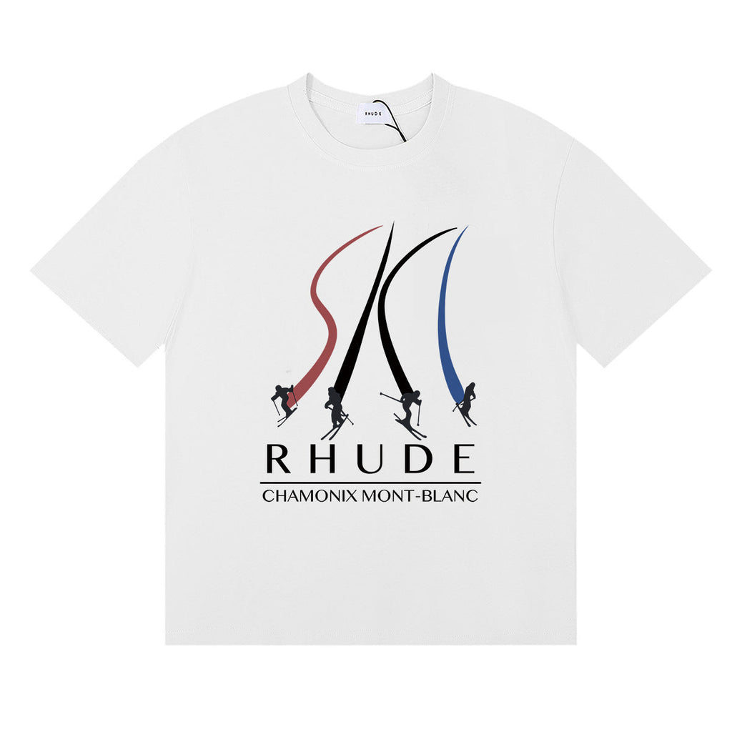 Rhude T-shirt Ski Theme Letter Print Short Sleeve T-shirt