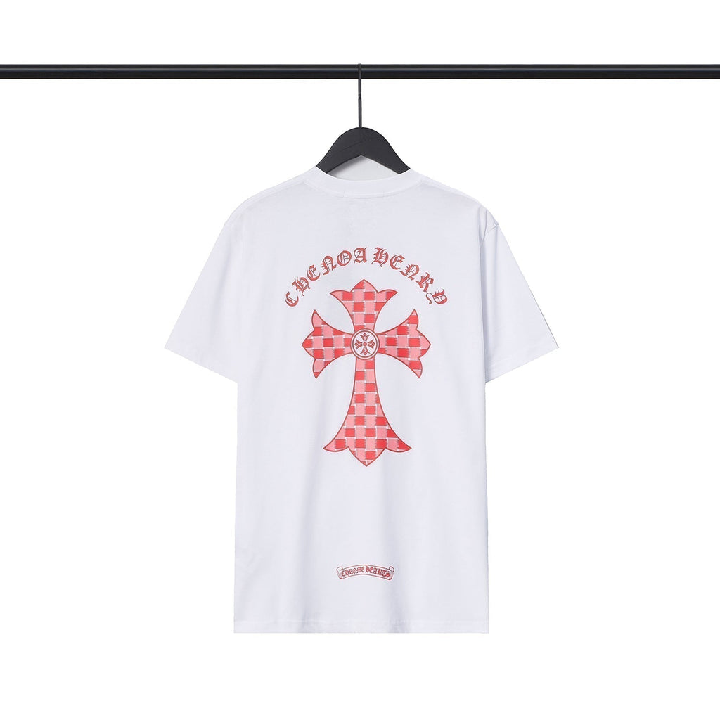 Chrome Heart T Shirts Sanskrit Color Printing Loose Cotton Casual Crew Neck Short Sleeve T-Shirt