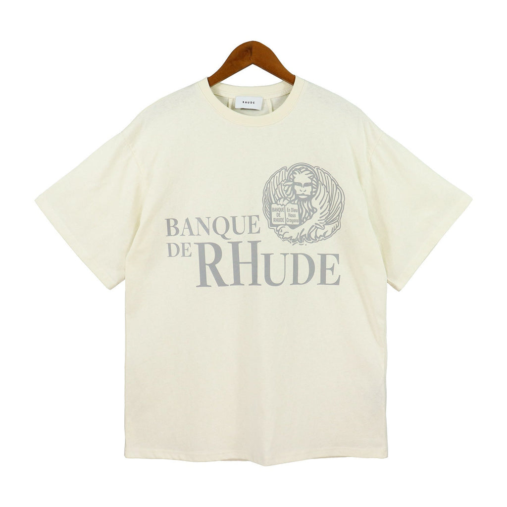 Rhude T-shirt Micro Label Letter Logo Line Pattern Short Sleeve T-shirt Loose