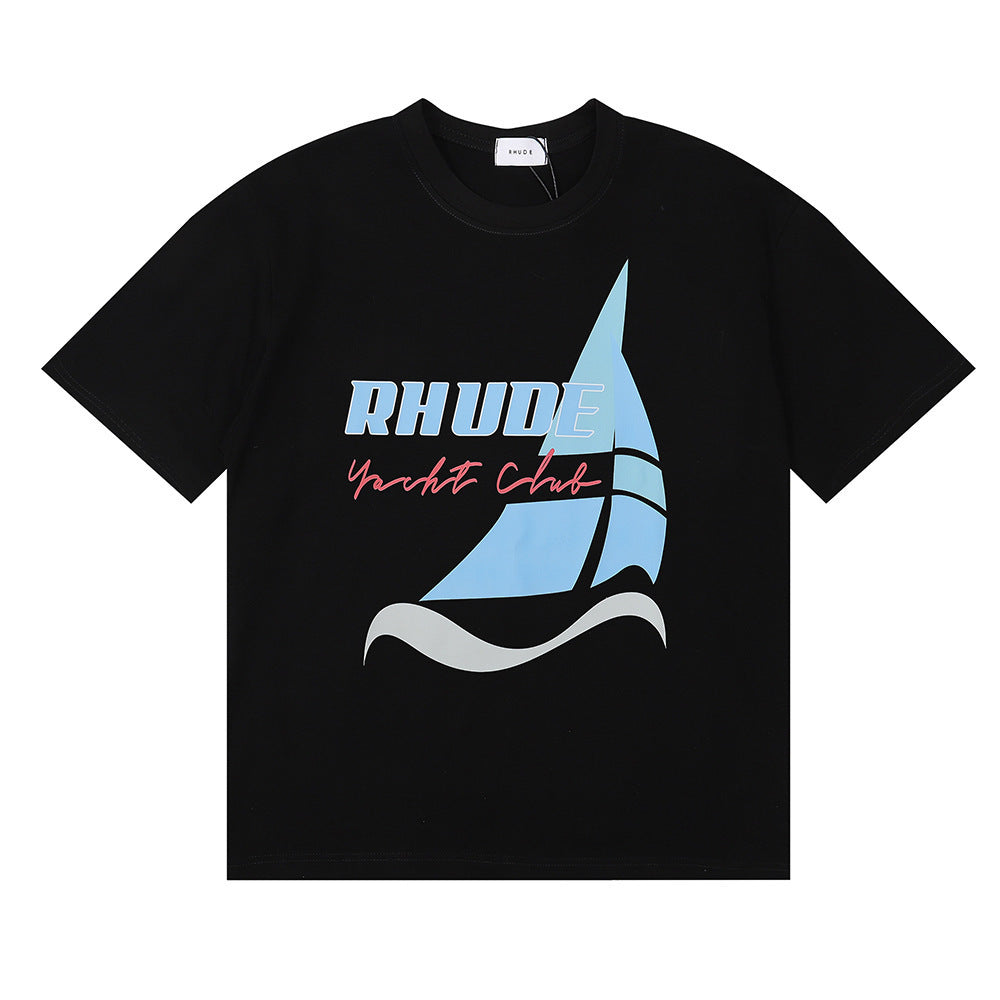 Rhude T-shirt Micro Label Yacht Club Print Short Sleeve T-shirt