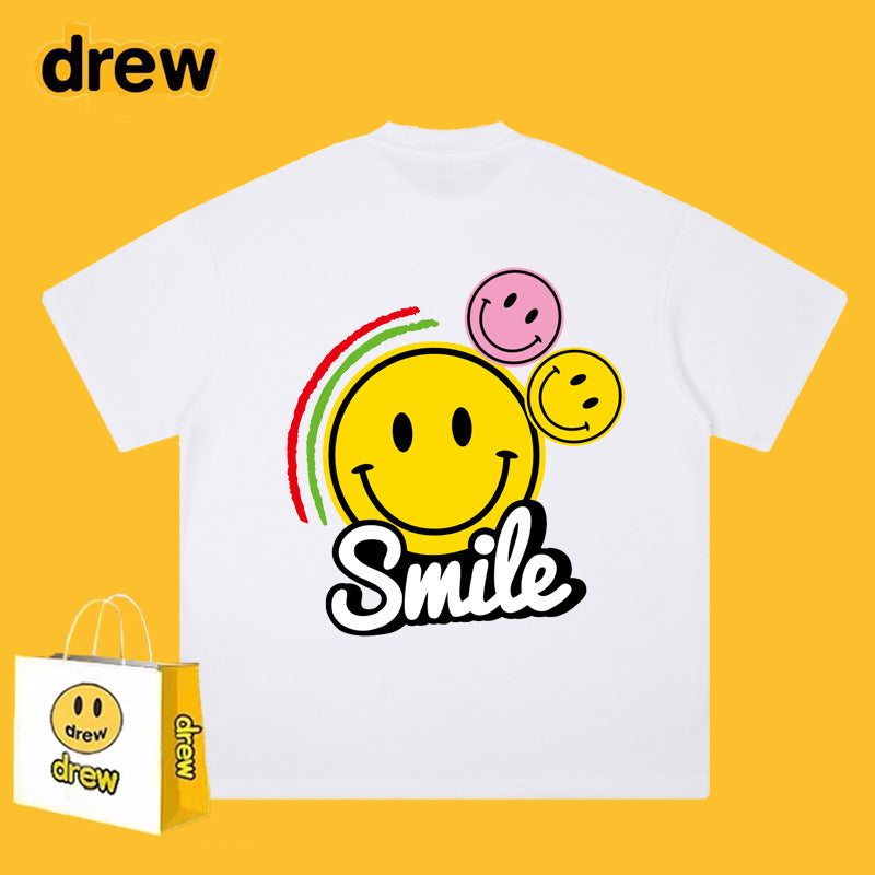 Drew T-shirts Short Sleeve T-shirt Smiley Face Letter Print