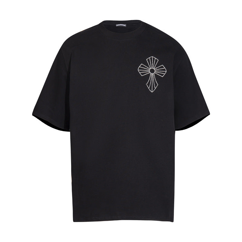 Chrome Heart T Shirts T-Shirt Hot Diamond Angel Wings Cross Cotton Short Sleeve