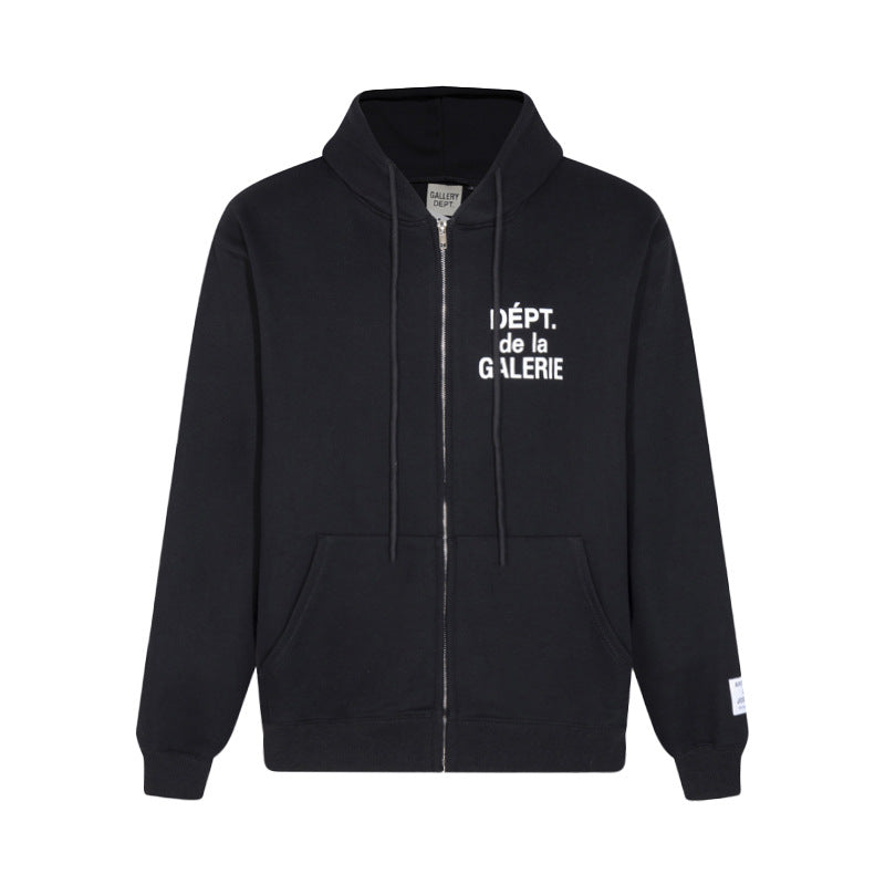 Gallery Dept Hoodie Alphabet Slogan Cardigan Hooded Sweater