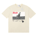 Rhude T-shirt Micro Label Alphabet Horse Print Short Sleeve T-shirt