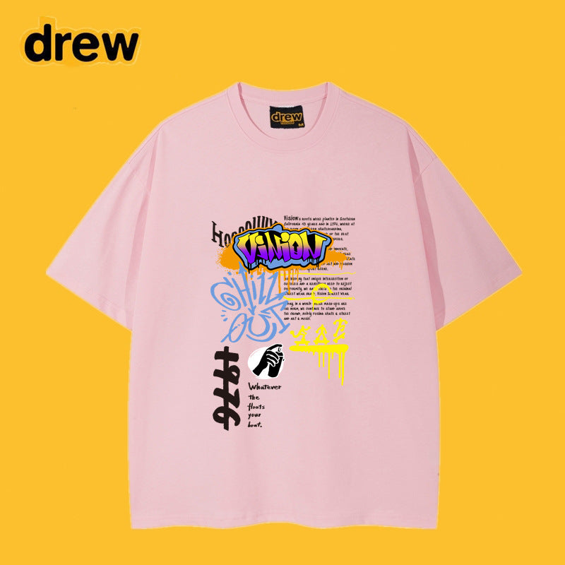 Drew T-shirts Short Sleeve Graffiti Printing