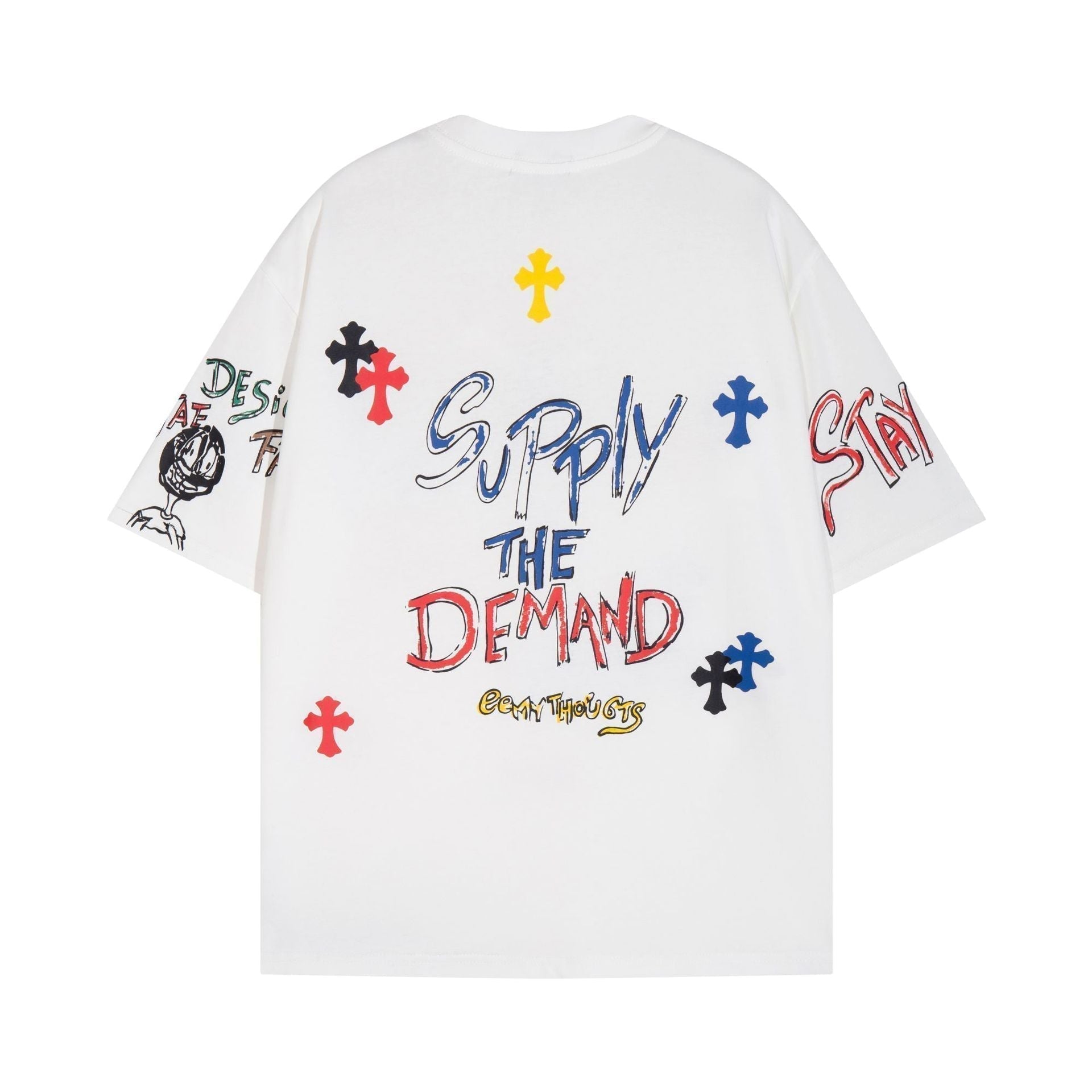 Chrome Heart T Shirts Cross Print Sanskrit Hand Painted Graffiti Short Sleeve T-Shirt