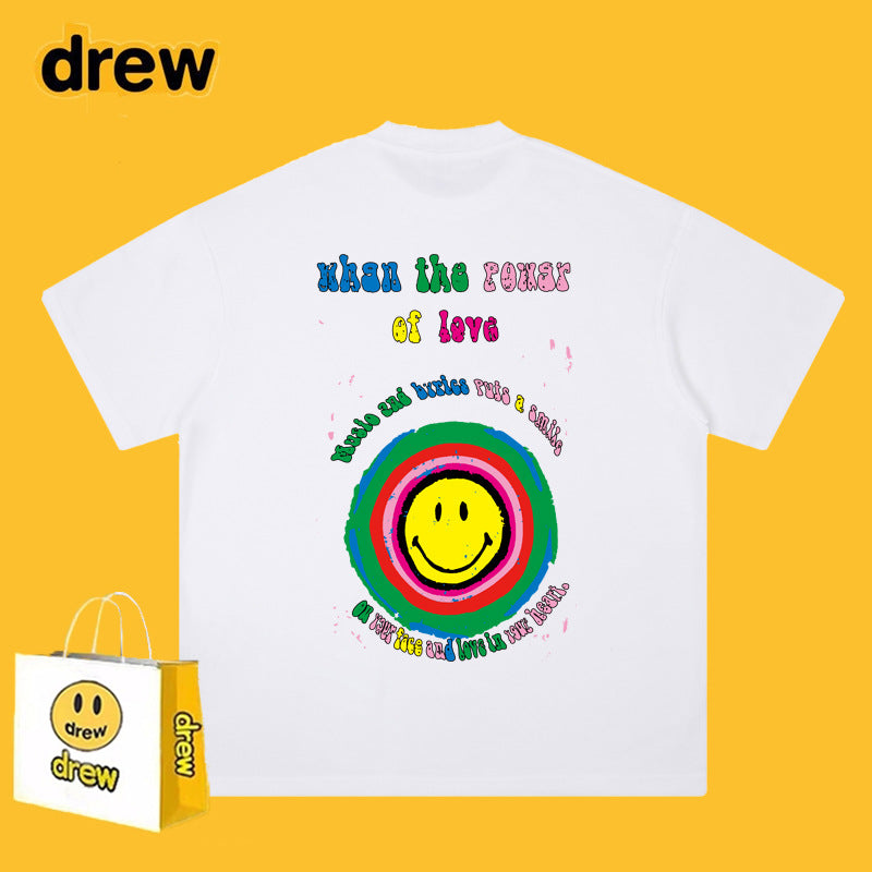 Drew T-shirts T-shirt Smiley Graffiti Printing Short Sleeve