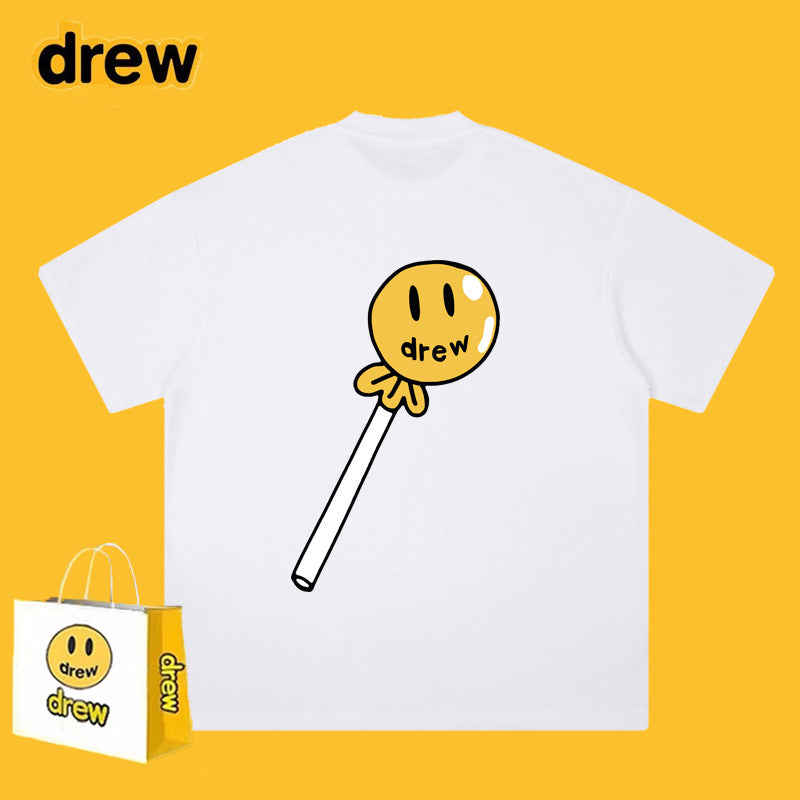 Drew T-shirts Smiley Letter Cotton T-shirt