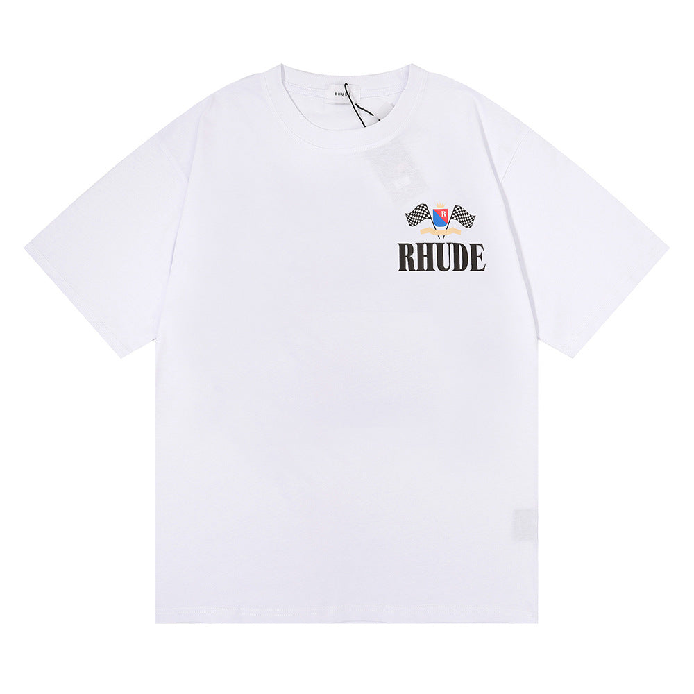 Rhude T-shirt Alphabet Flag Print Short Sleeve T-shirt