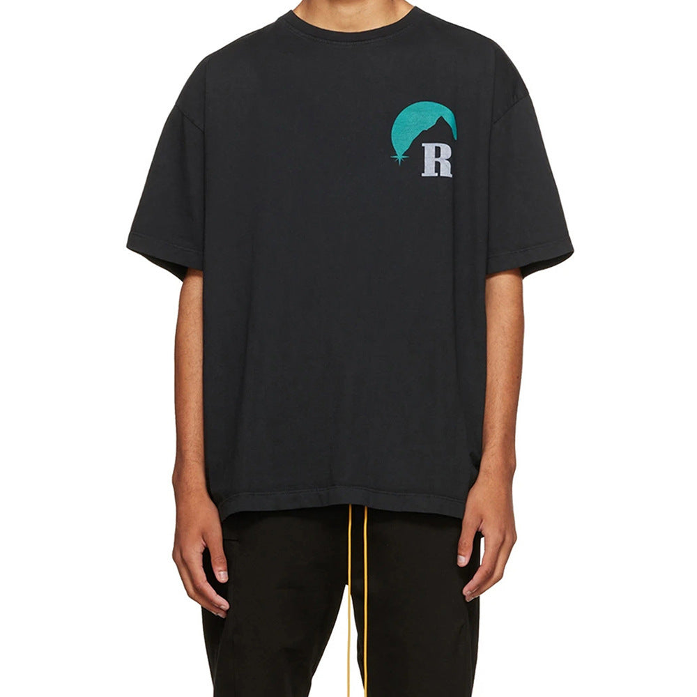Rhude T-shirt Sunset Classic Alphabet Print Short Sleeve T-shirt