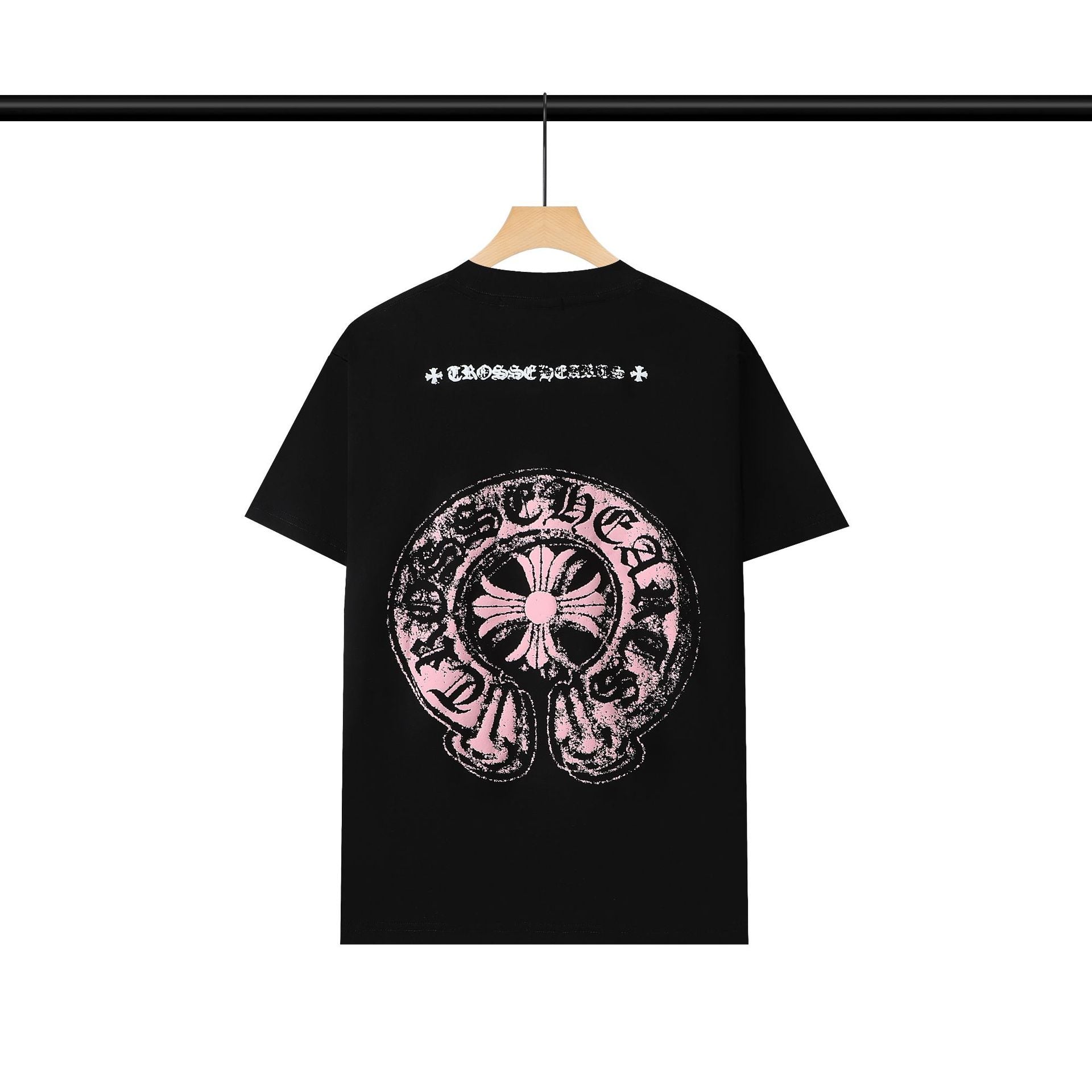 Chrome Heart T Shirts Chrome Hearts Pink Sanskrit Print Short Sleeve T-Shirt