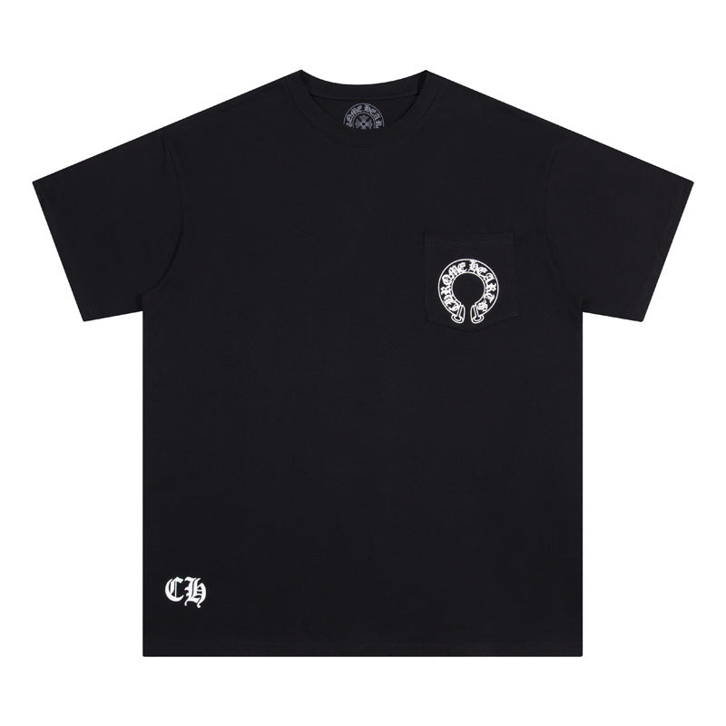 Chrome Heart T Shirts Cross Color Printed Short Sleeve T-Shirt Loose