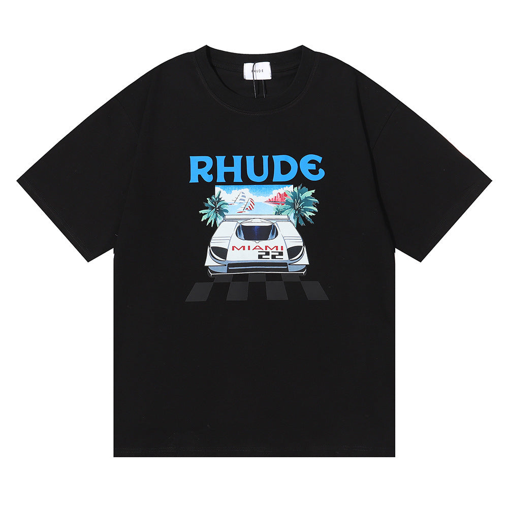 Rhude T-shirt F1 Racing Letter Logo Pattern Short Sleeve T-shirt