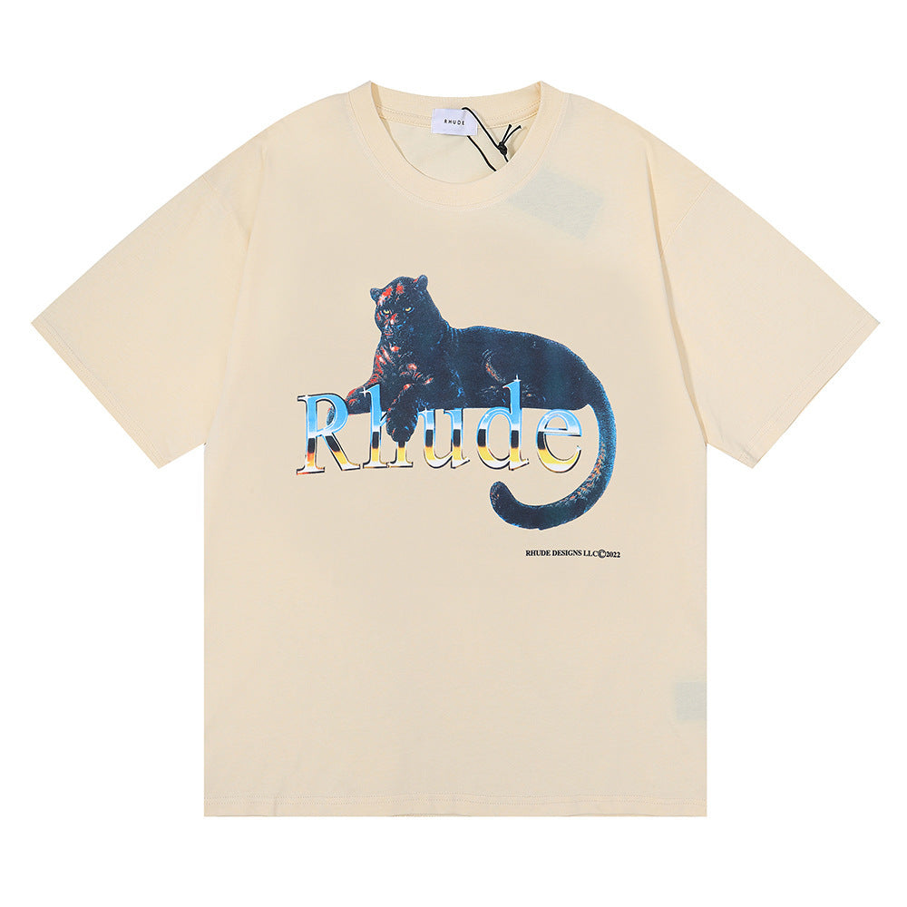 Rhude T-shirt Black Panther Letter Print Short Sleeve T-shirt