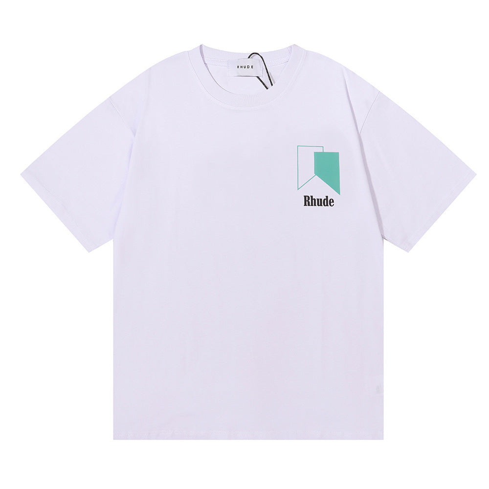 Rhude T-shirt Micro Standard Geometric Square Color Matching Printed Short Sleeve T-shirt