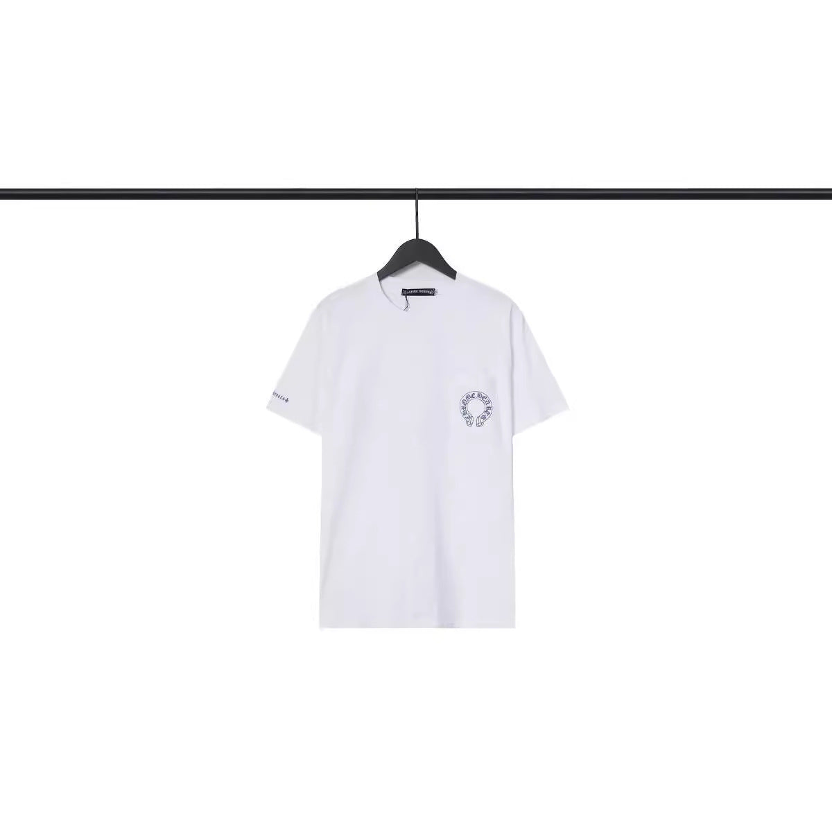 Chrome Heart T Shirts Blue Cross Loose Crew Neck Short Sleeve
