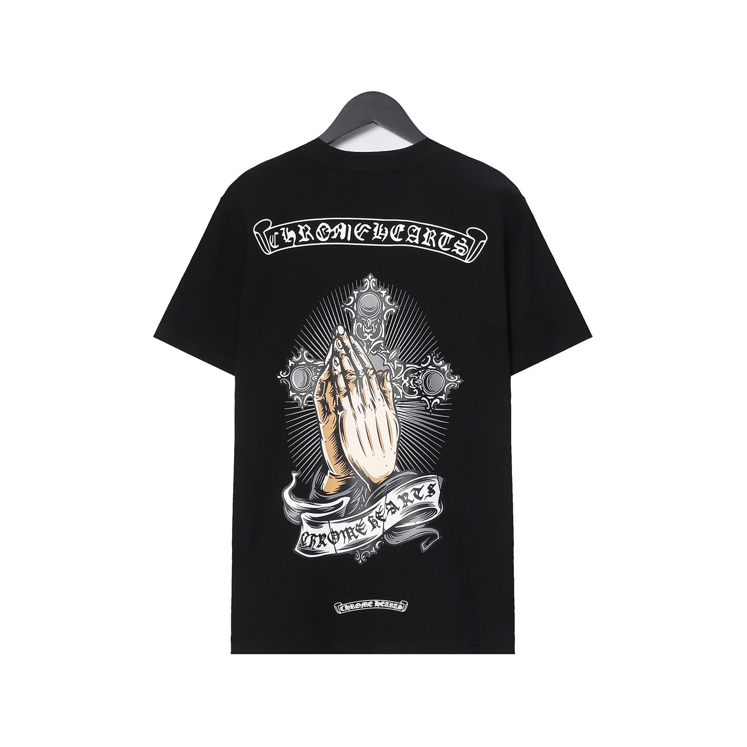 Chrome Heart T Shirts Croix Hands Ribbon Cross