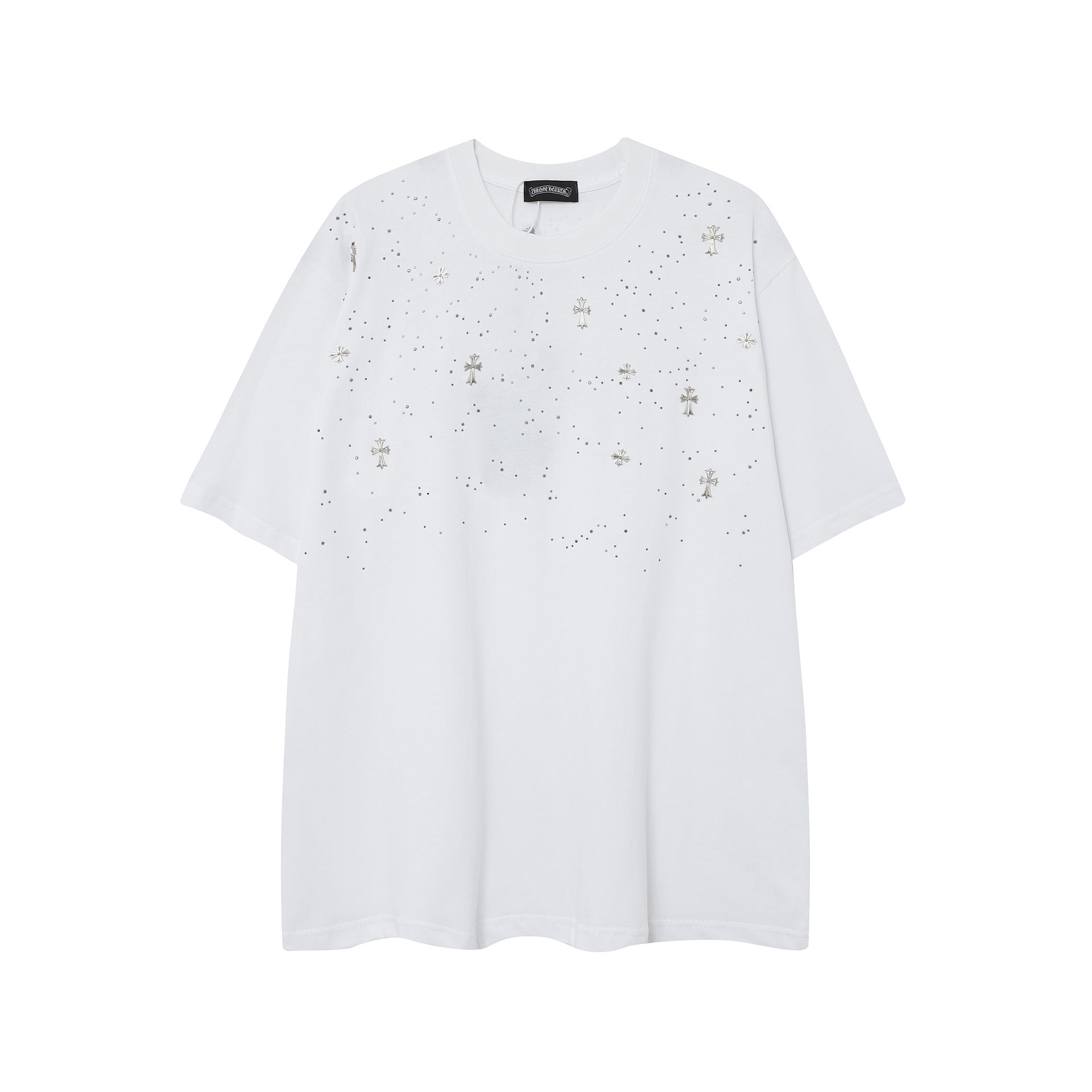 Chrome Heart T Shirts CH Gypsy Hot Diamond Cross Crew Neck Short Sleeve T-Shirt