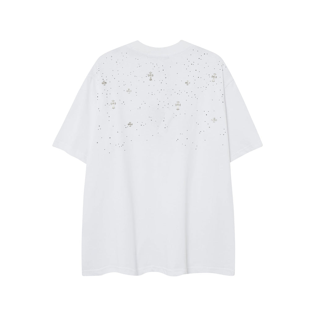 Chrome Heart T Shirts CH Gypsy Hot Diamond Cross Crew Neck Short Sleeve T-Shirt