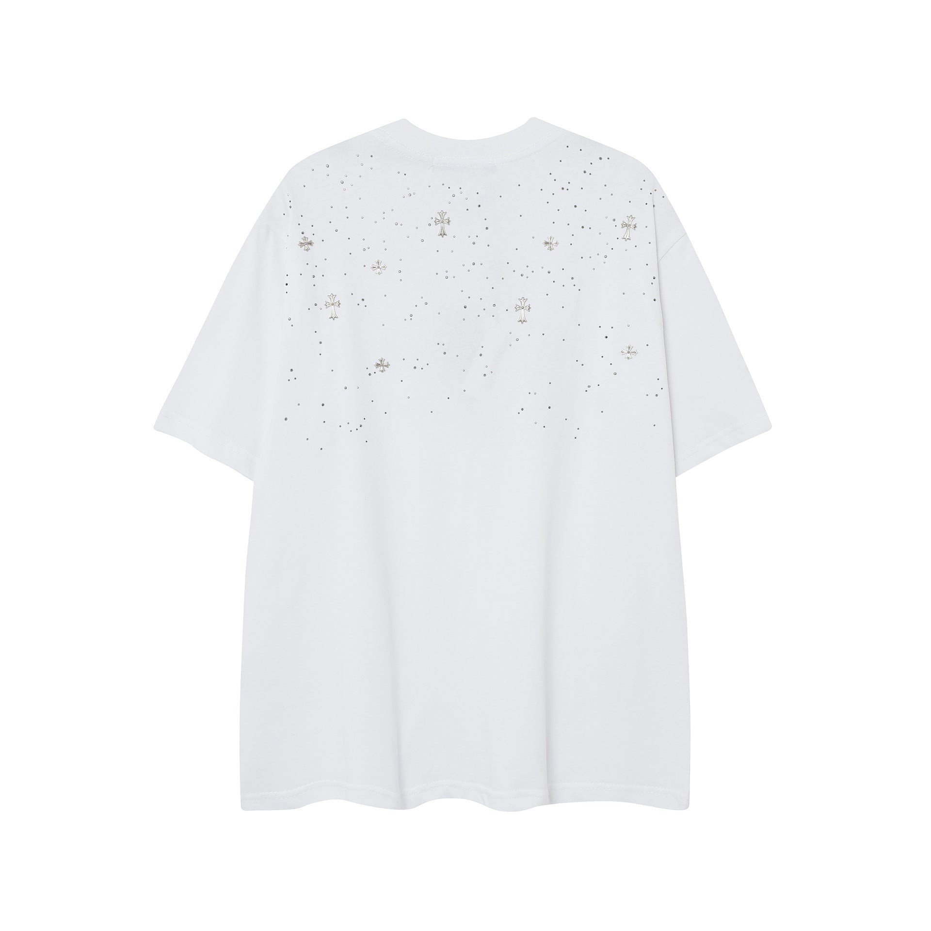 Chrome Heart T Shirts CH Gypsy Hot Diamond Cross Crew Neck Short Sleeve T-Shirt
