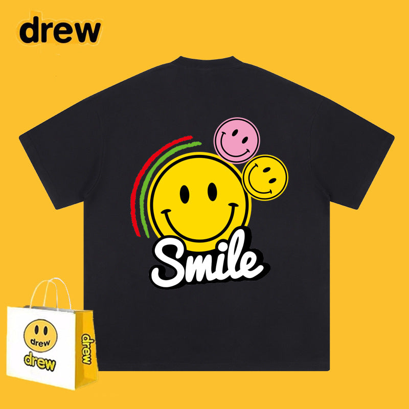 Drew T-shirts Short Sleeve T-shirt Smiley Face Letter Print