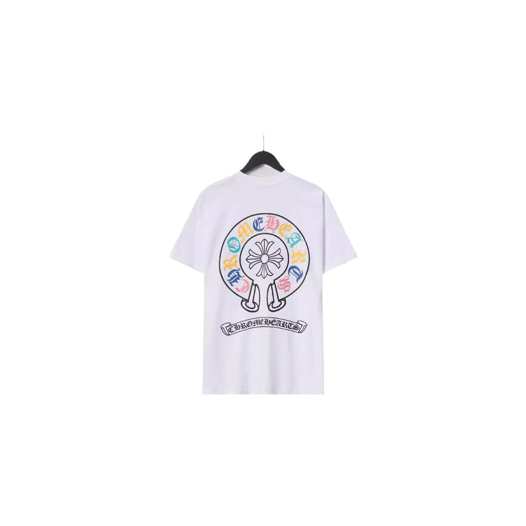 Chrome Heart T Shirts Croix Cross Color Leather Printed Short Sleeve T-Shirt