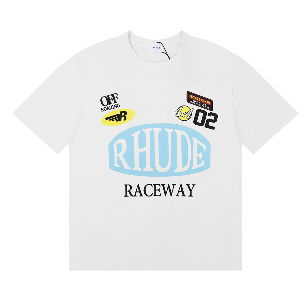 Rhude T-shirt Racing Track Letter Print Short Sleeve T-shirt