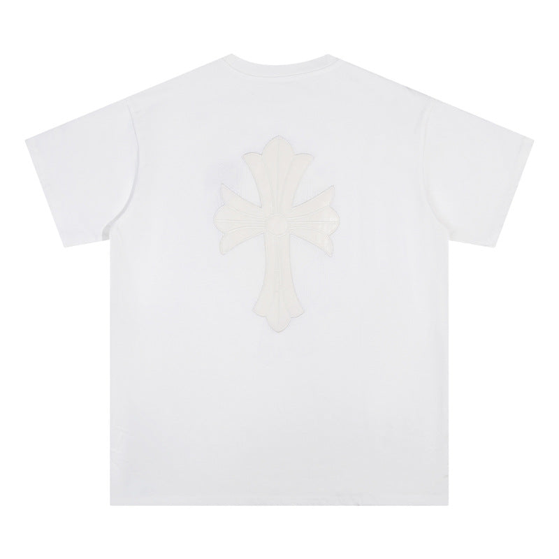 Chrome Heart T Shirts Croix Cross Color Embroidery Printed Short Sleeve T-Shirt Loose
