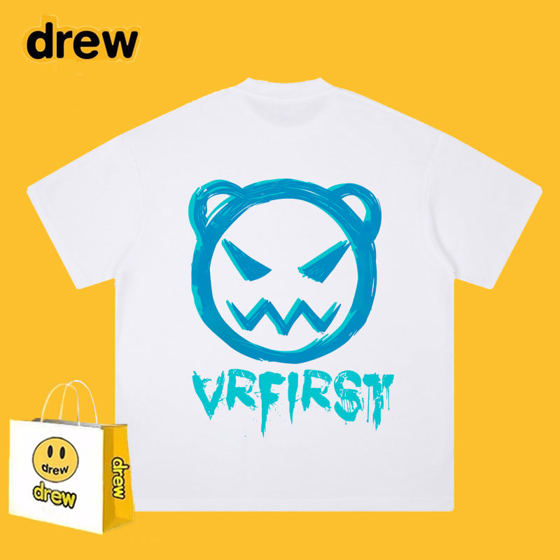 Drew T-shirts Funny Smiley Printed Short Sleeve
