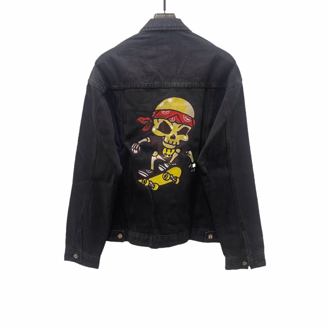 Drew House Jacket Rose Skull Casual Denim Jacket