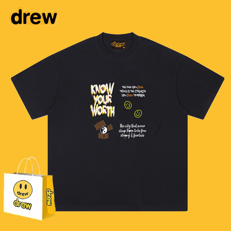 Drew T-shirts T-shirt Short Sleeve Loose round Neck Short Sleeve