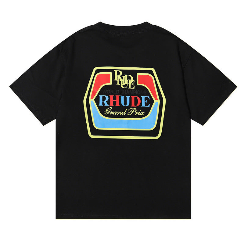 Rhude T-shirt Micro Label Wheat Ear Letter Print Short Sleeve T-shirt