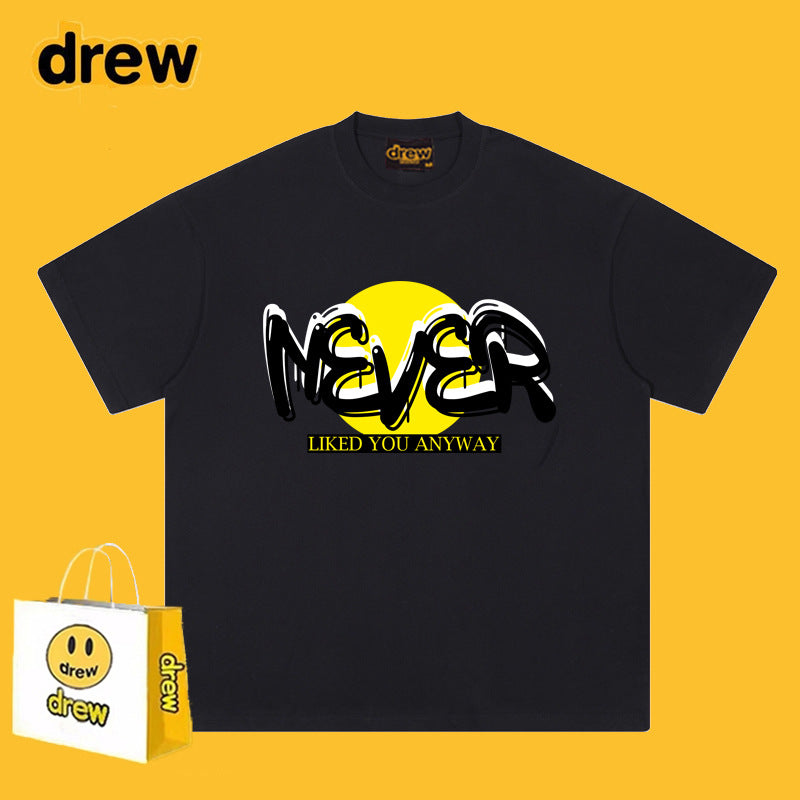 Drew T-shirts Smiley Face Short Sleeve Loose round Neck Short Sleeve