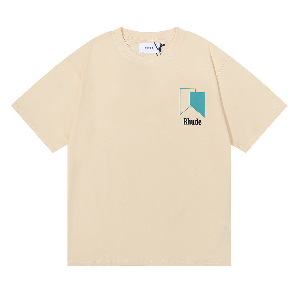 Rhude T-shirt Micro Standard Geometric Square Color Matching Printed Short Sleeve T-shirt