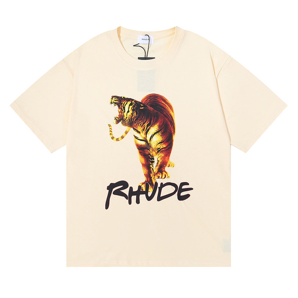 Rhude T-shirt Los Angeles, Tiger high definition print short sleeve T-shirt