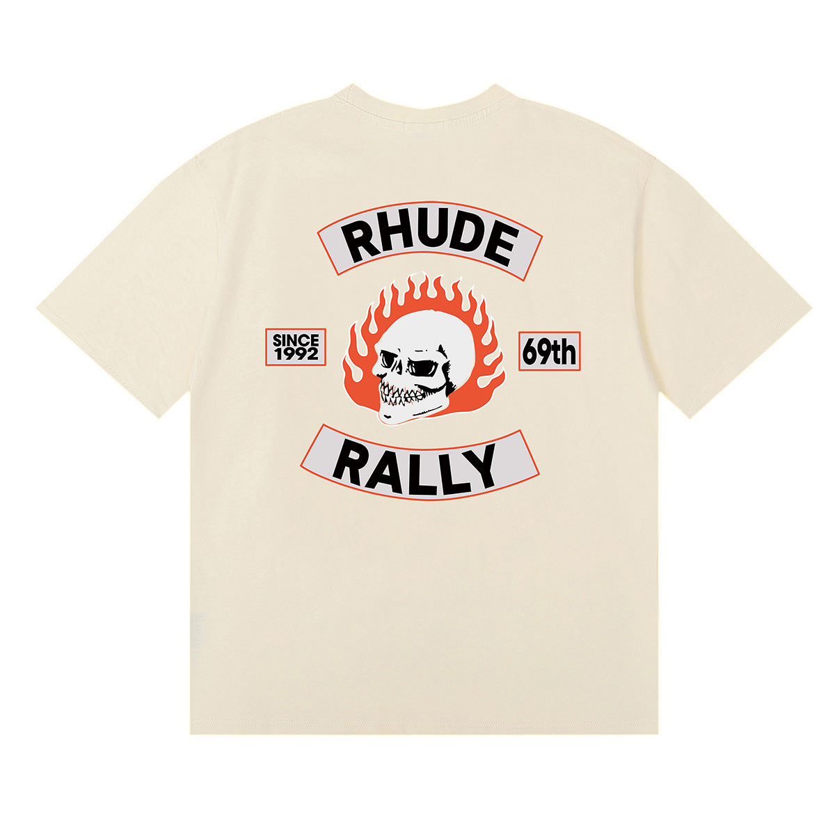 Rhude T-shirt Micro Label Letter Skull Print Short Sleeve T-shirt