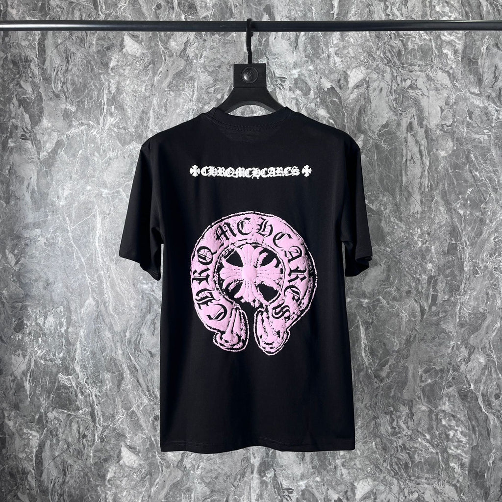 Chrome Heart T Shirts Chrome Hearts Pink Sanskrit Short Sleeve T-Shirt