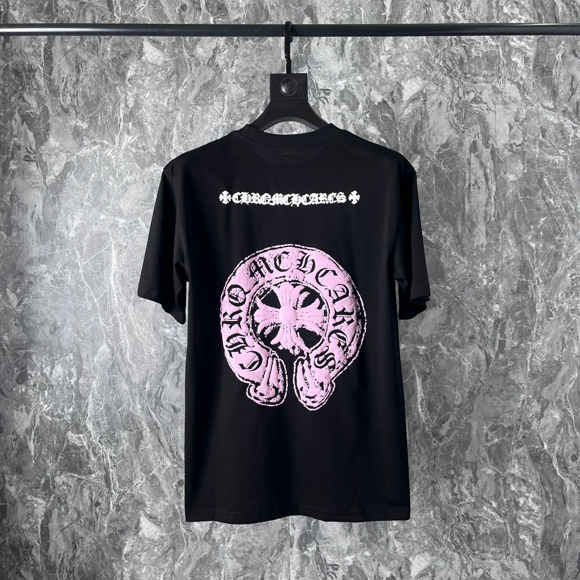 Chrome Heart T Shirts Chrome Hearts Pink Sanskrit Short Sleeve T-Shirt