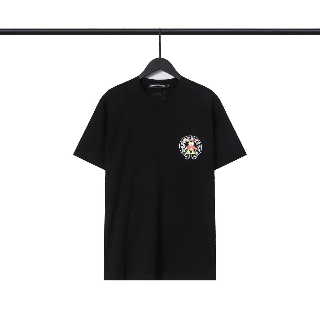 Chrome Heart T Shirts Croix Cross Leather Printed Short Sleeve T-Shirt